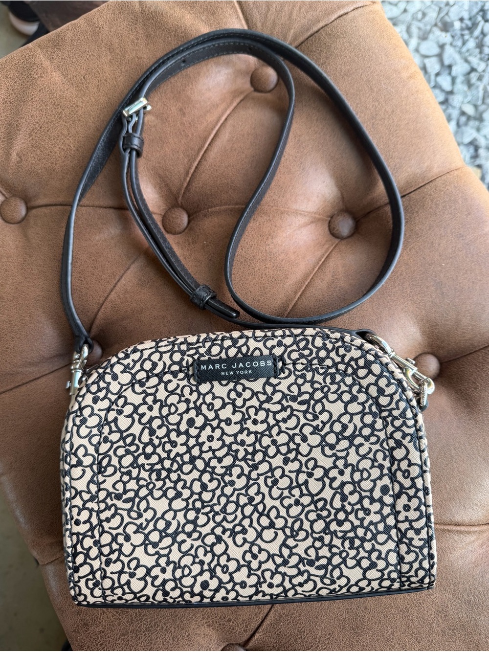 Marc Jacobs Beige and Black Floral-Print Crossbody